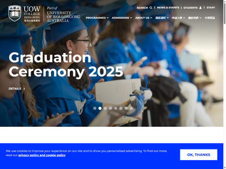 Website Screenshot of UOW College Hong Kong
