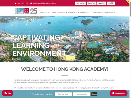 Website Screenshot of Hong Kong Academy
