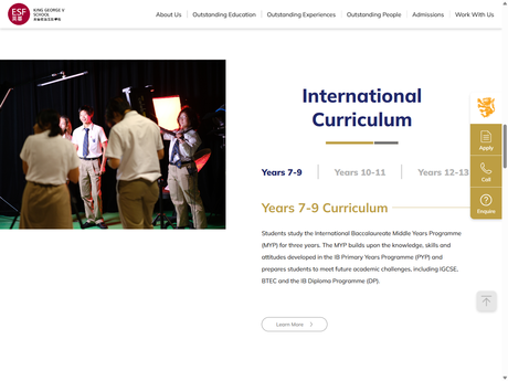 Website Screenshot of King George V School