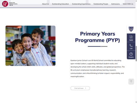 Website Screenshot of Kowloon Junior School