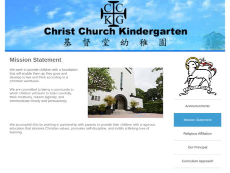 Website Screenshot of Christ Church Kindergarten