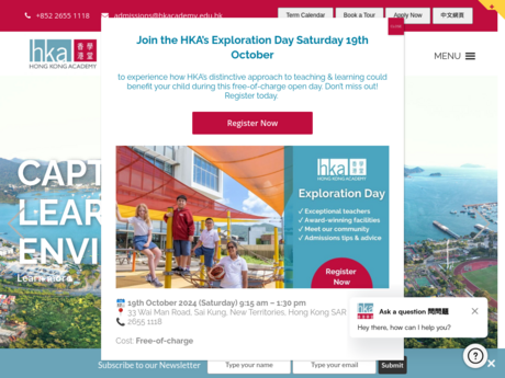 Website Screenshot of Hong Kong Academy