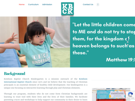 Website Screenshot of Kowloon Baptist Church Kindergarten