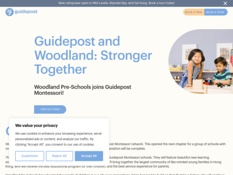 Website Screenshot of Guidepost Montessori International Pre-School (Mid-Levels)