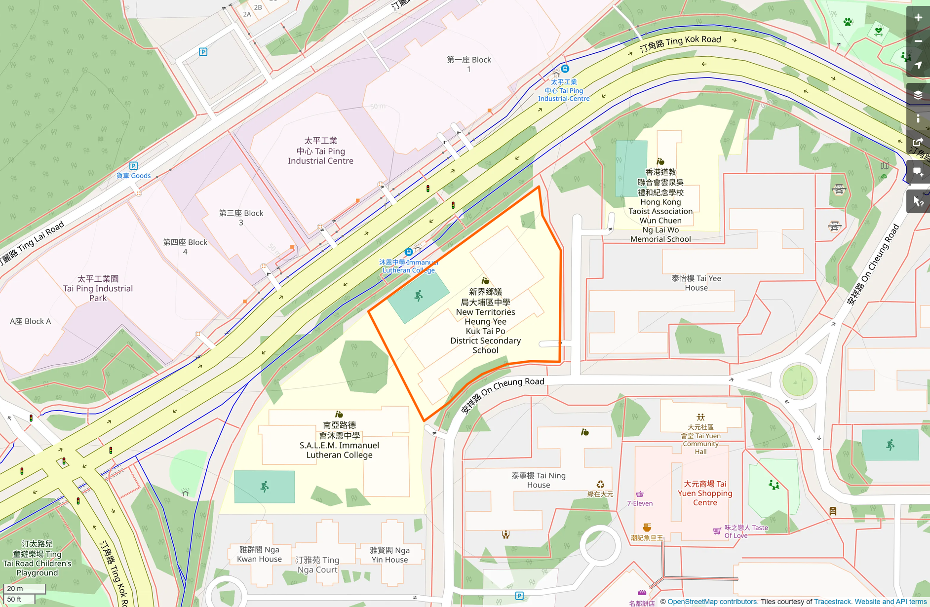 OSM: 新界鄉議局大埔區中學 NT Heung Yee Kuk Tai Po District Secondary School