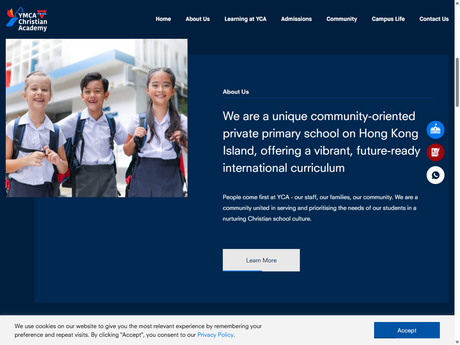 Website Screenshot of YMCA Christian Academy
