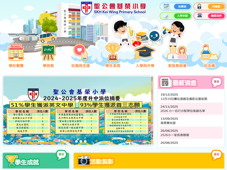 Website Screenshot of SKH Kei Wing Primary School