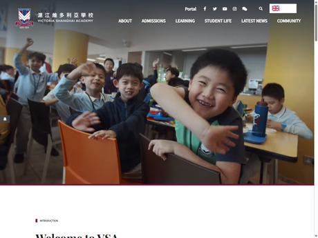 Website Screenshot of Victoria Shanghai Academy