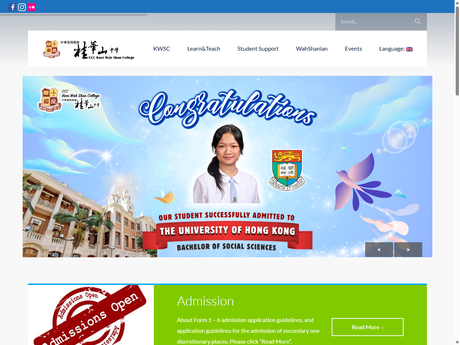 Website Screenshot of CCC Kwei Wah Shan College
