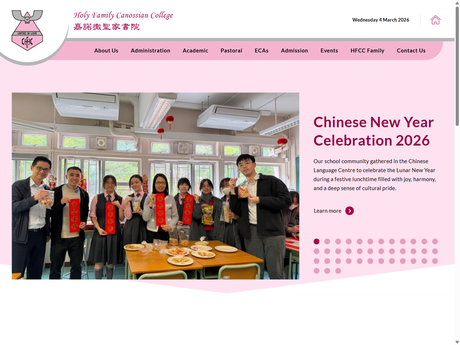 Website Screenshot of Holy Family Canossian College