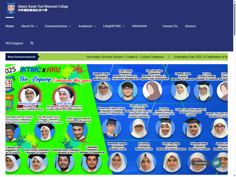 Website Screenshot of Islamic Kasim Tuet Memorial College