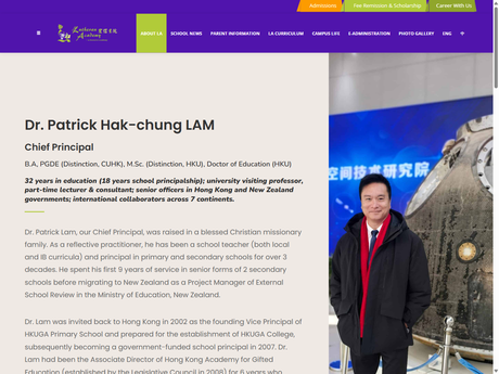 Website Screenshot of ELCHK Lutheran Academy