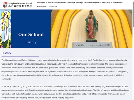 Website Screenshot of Maryknoll Fathers' School