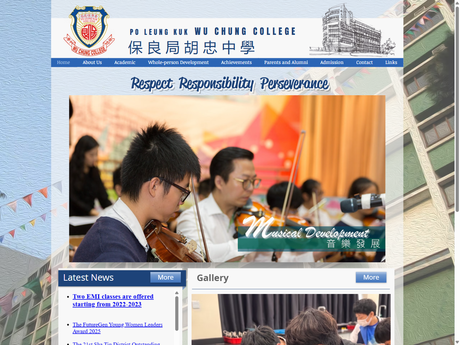 Website Screenshot of PLK Wu Chung College