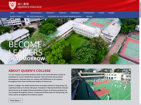 Website Screenshot of Queen's College
