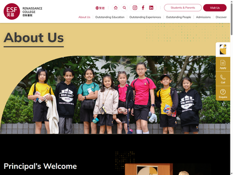 Website Screenshot of Renaissance College Hong Kong