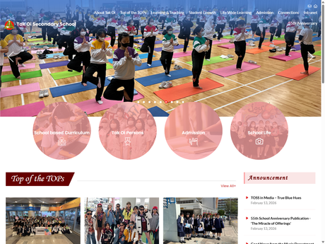 Website Screenshot of Tak Oi Secondary School
