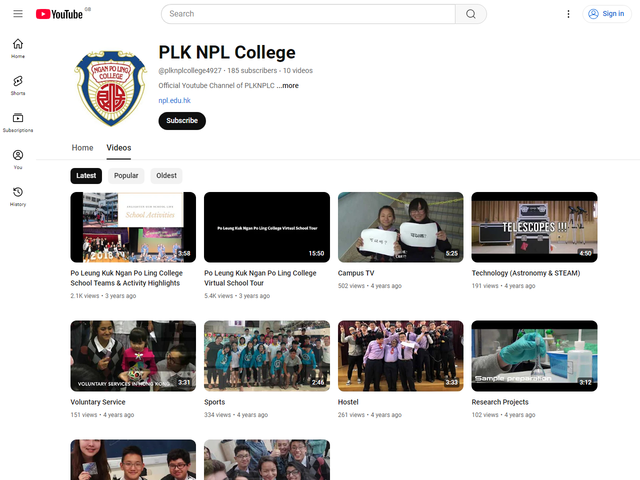 保良局顏寶鈴書院 Youtube 頻道