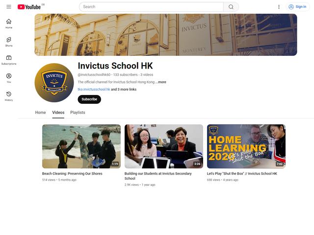 Youtube Channel Screen Shot