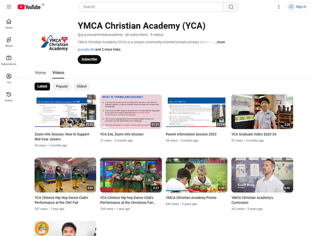 Youtube Channel Screen Shot